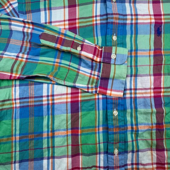 Ralph Lauren Button Up Shirt Cotton Size Large Classic Fit Multi Colorful Plaid - Picture 7 of 8